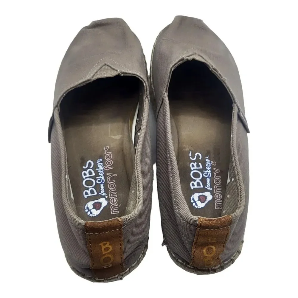 Bobs From Skechers Size 6.5 Womens Breeze Memory Foam Slip On Espadrilles Taupe